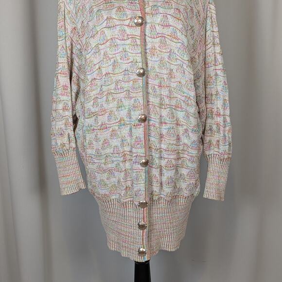 Anthropologie Lia Molly Dolman Sleeve Cardigan Sweater Rainbow Size Small - Picture 11 of 15